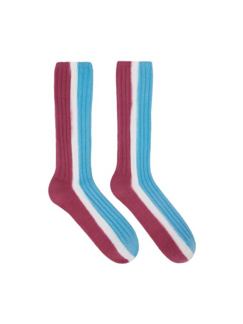 sacai Red & Blue Vertical Dye Socks