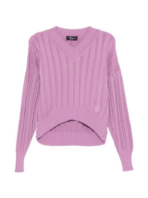 Blumarine V-neck openwork sweater