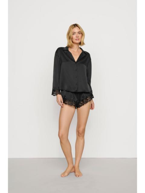 eberjey Washable Silk with Lace Embroidery Long Sleeve Top & Short PJ Set
