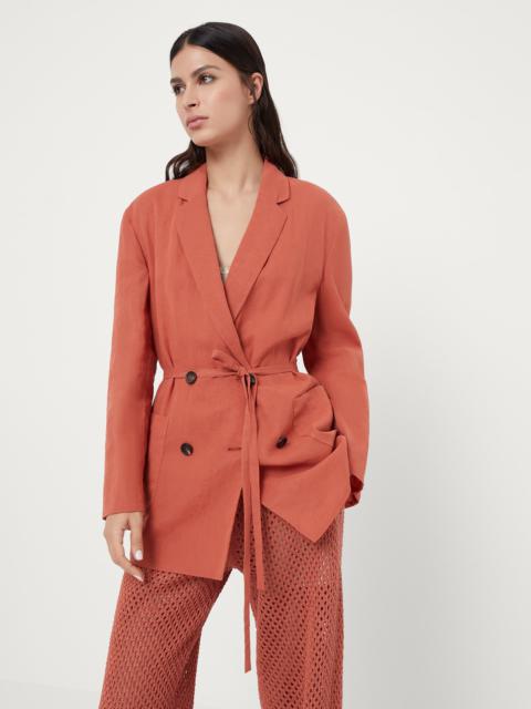 Brunello Cucinelli Cotton organza blazer with monili and belt