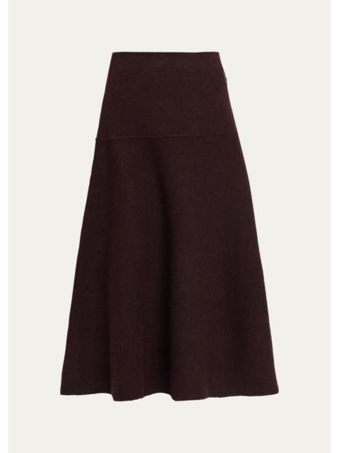 Moncler Wool-Blend Knit Midi A-Line Skirt
