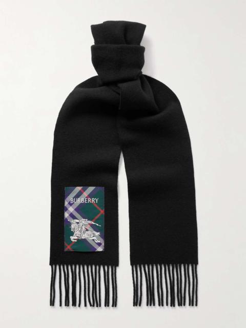 Burberry Fringed Appliquéd Cashmere Scarf