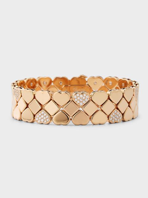Chopard Happy Hearts 18K Rose Gold 3-Row Bracelet with Diamonds