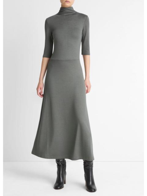 Vince Elbow-Sleeve Turtleneck Dress