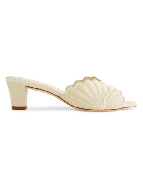 Reformation Women's Waldena 50MM Block-Heel Sandals - Cream Puff Taffeta