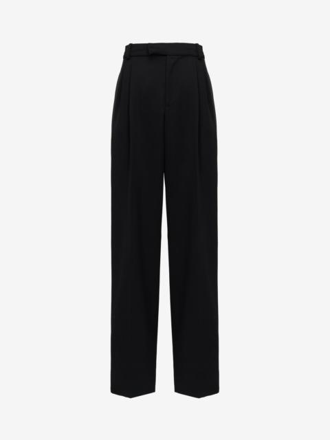 Alexander McQueen Men's Tuxedo Pleated Trousers in Black