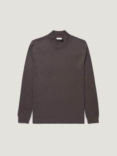 Sunspel Long Sleeve Brushed Cotton Mock Neck T‑shirt