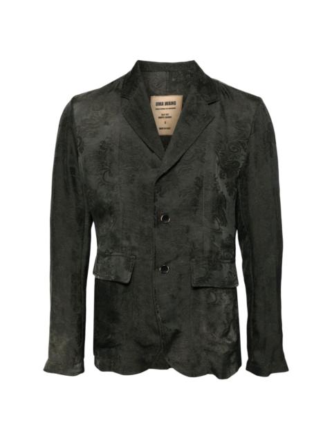 patterned-jacquard scallop-edge blazer