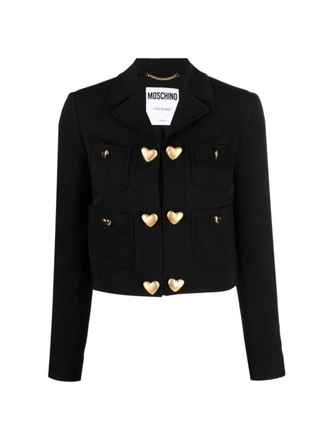 Moschino glossed-panel double-breasted blazer