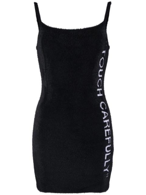 Off-White OFF WHITE WOMEN Quote Fuzzy Mini Dress Black White