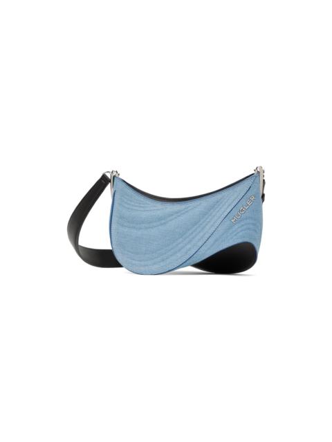 MUGLER Blue & Black Small Denim Spiral Curve 01 Bag