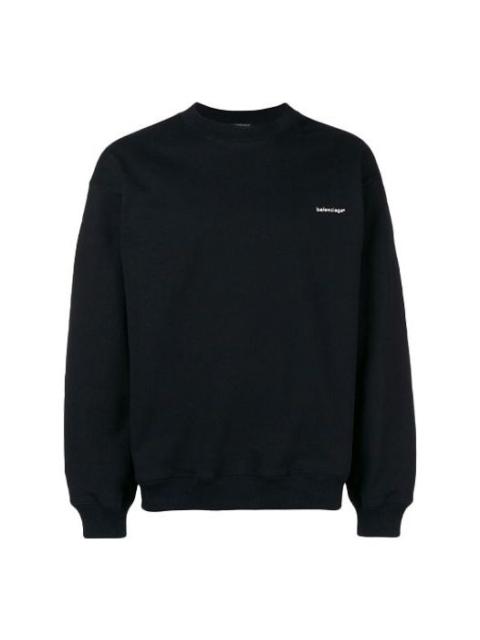 BALENCIAGA Balenciaga 작은 대조 로고 인쇄 Crewneck 스웨터 '블랙 화이트' 556147TYK271000