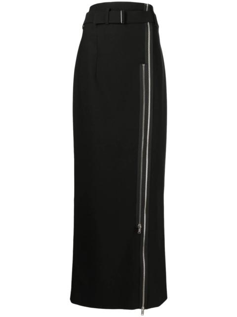 zip-detail high-waisted skirt