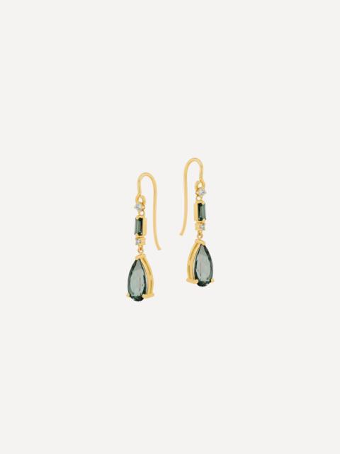 SUZANNE KALAN 14ct Gold Pear Green Envy Dangle Drop Earrings