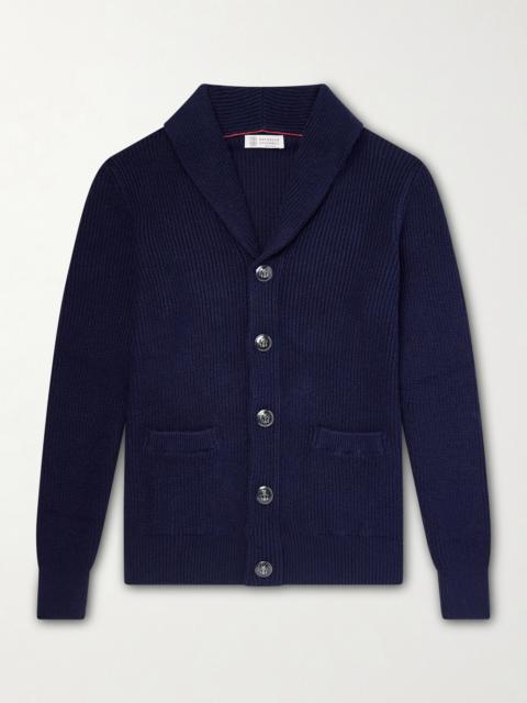 Brunello Cucinelli Shawl-Collar Ribbed Cotton Cardigan