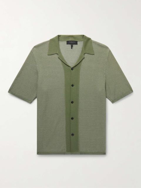 Harvey Camp-Collar Cotton-Jacquard Shirt
