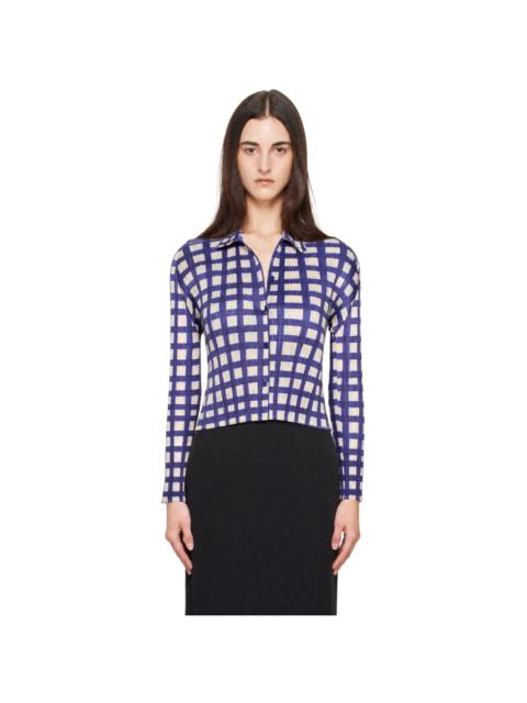 Pleats Please Issey Miyake Navy & Beige Basket Shirt