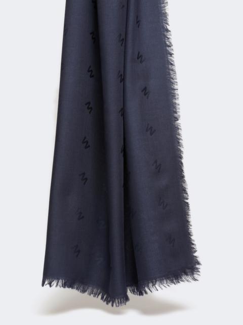 WEEKEND Max Mara Jacquard-knit wool and silk shawl - MIDNIGHTBLUE