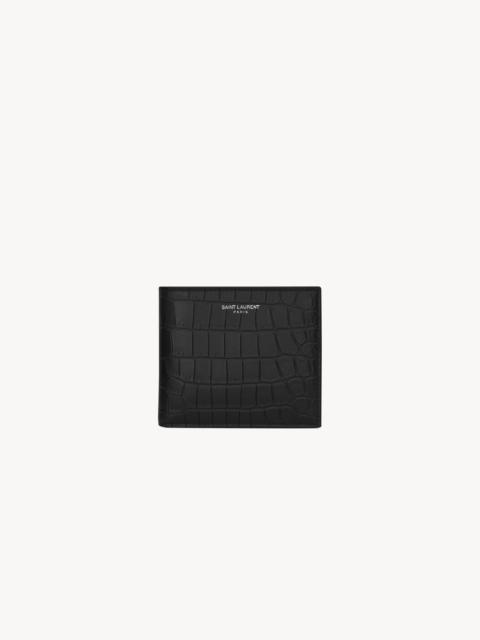 SAINT LAURENT SAINT LAURENT PARIS EAST/WEST WALLET WITH COIN PURSE IN CROCODILE-EMBOSSED LEATHER
