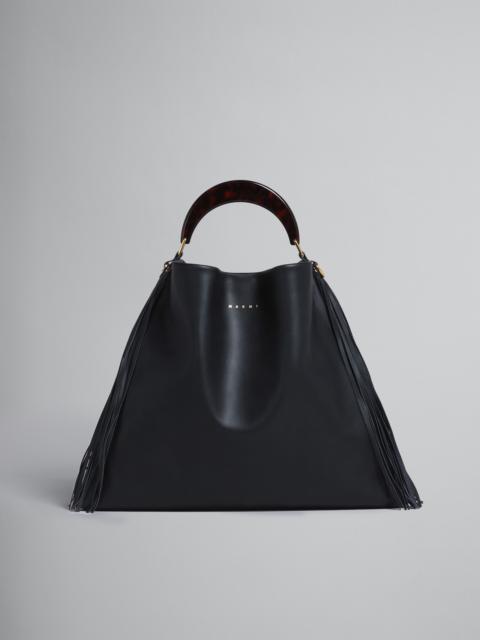 VENICE MEDIUM BAG IN BLACK LEATHER WITH FRINGES