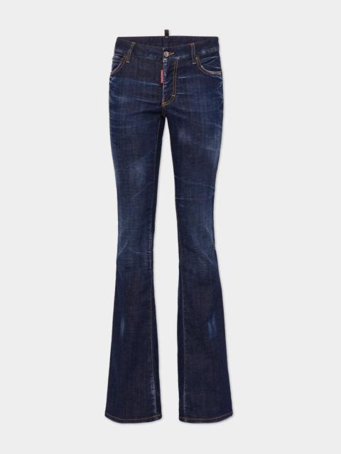 DARK CLEAN WASH MEDIUM WAIST FLARE JEANS