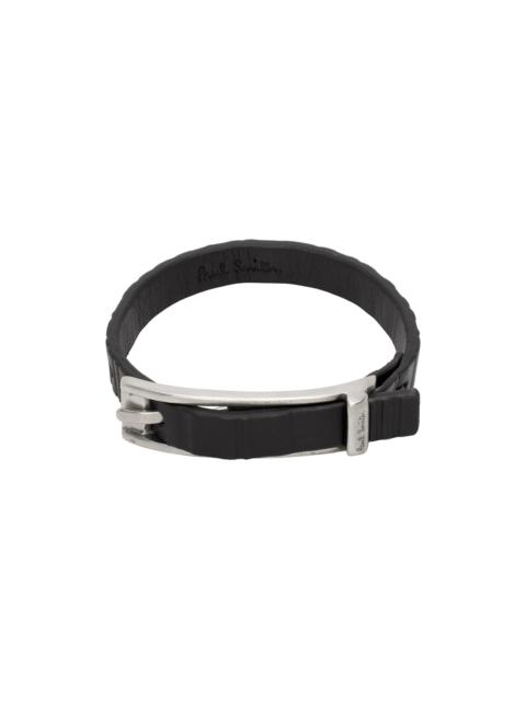 Black Shadow Stripe Leather Bracelet