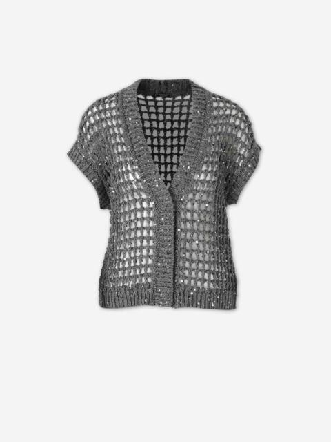 PESERICO OPENWORK SEQUIN CARDIGAN
