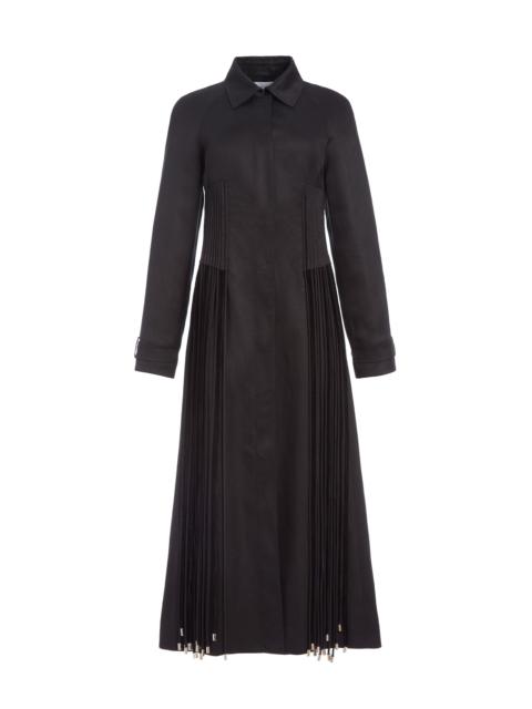 GABRIELA HEARST Torres Fringe Coat in Black Textured Linen