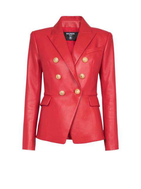 Balmain Double-breasted leather blazer