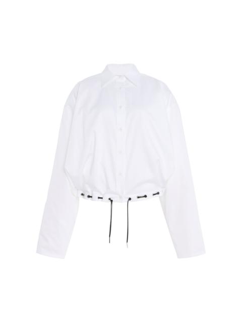 BRANDON MAXWELL The Leland Eyelet Satin-Poplin Shirt white