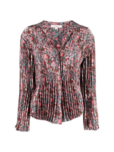 berry blooms pleated shirt