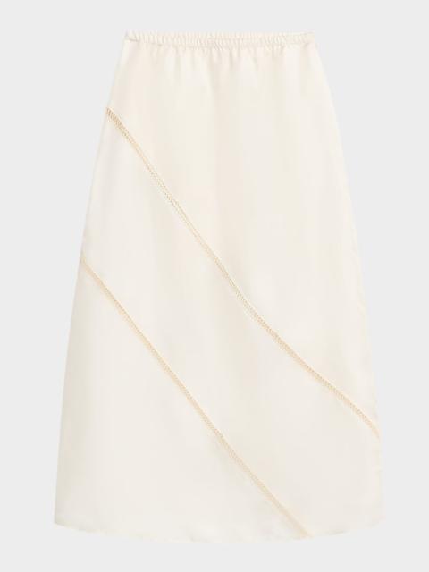 diotima Tobago Lattice-Inset Silk Midi Skirt
