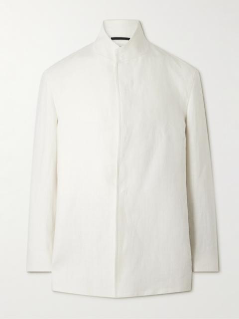 ZEGNA Mandarin-Collar Unstructrured Linen Blazer