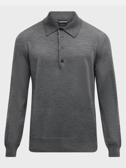 TOM FORD Men's Fine-Gauge Wool Polo Sweater