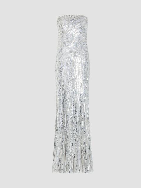 JENNY PACKHAM Women's Helix Sequined Strapless Gown - Ammonite