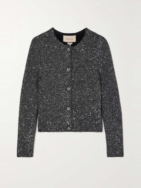 GUCCI Sequined metallic knitted cardigan