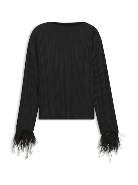 BOSS SLIM-FIT MOCK-NECK TOP WITH FEATHER DETAILS