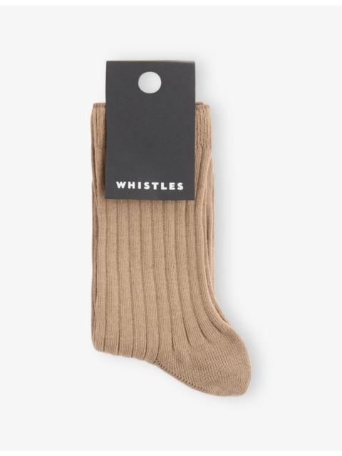 WHISTLES Classic Ribbed Stretch-Cotton Socks