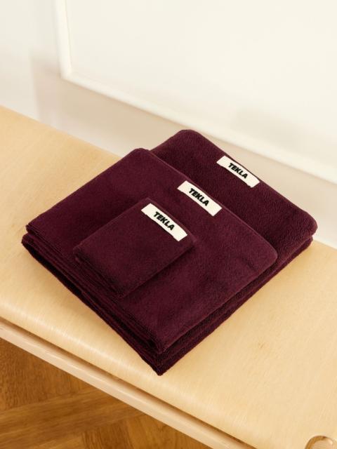 TEKLA Set of three organic cotton-terry towels Dark brown