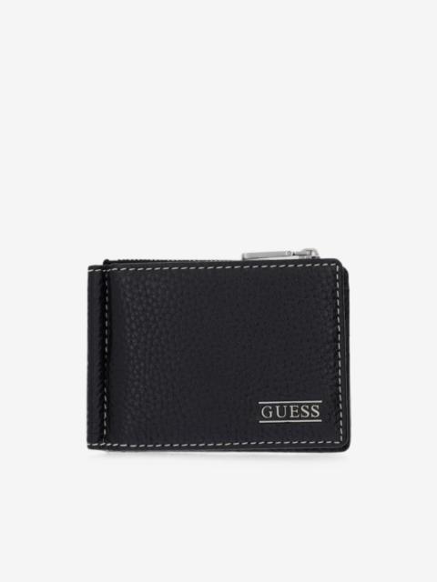 GUESS USA Boston logo-plaque pebbled-leather wallet