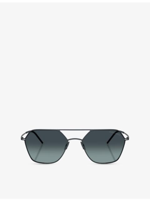 GIORGIO ARMANI AR6185 Square-Frame Metal Sunglasses