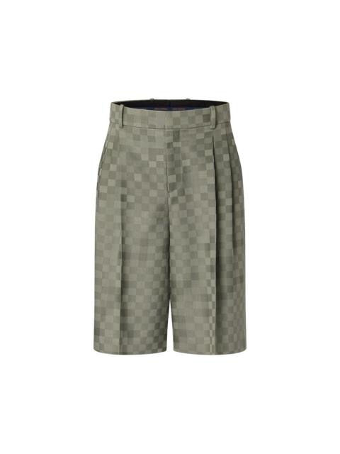Louis Vuitton Tailored Wide Damier Wool Shorts