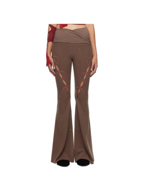 RUI Brown Embroidery Cut Out Trousers
