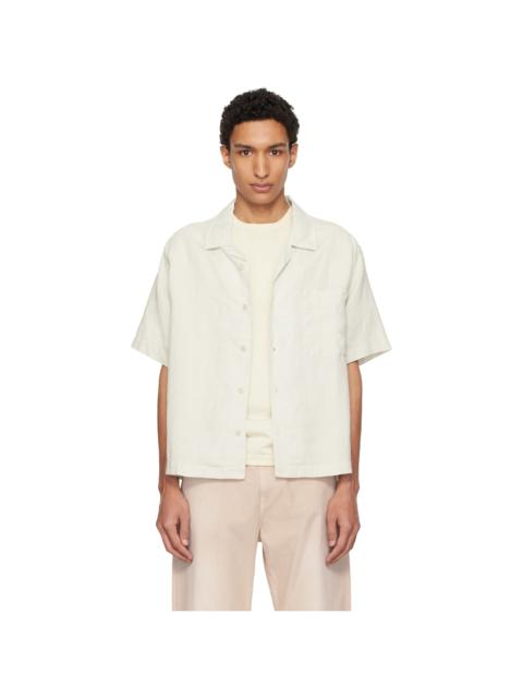 Merz b. Schwanen Off-White Linen Bowling Shirt