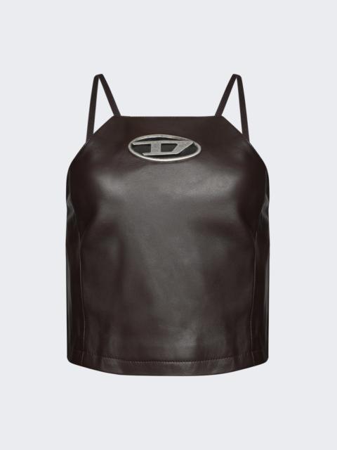 Diesel L-twilight Leather Top Chocolate Brown