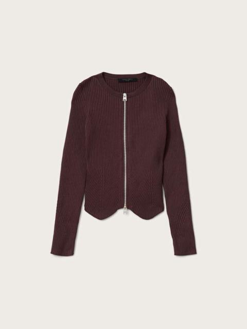 ALLSAINTS CRUZ DUAL ZIP RIBBED CARDIGAN