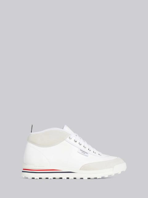 Thom Browne White Vitello Calf Leather Mid-top Rugby Trainer