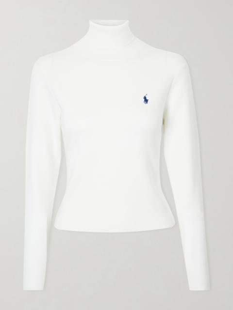 Polo Ralph Lauren Embroidered Cotton-blend Turtleneck Sweater