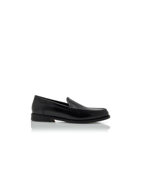Manolo Blahnik Black Calf Leather Loafers