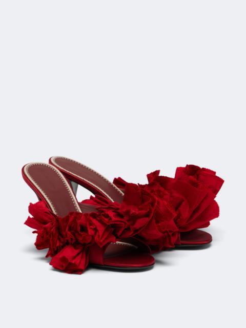 MAGDA BUTRYM Floral-appliqué satin mules